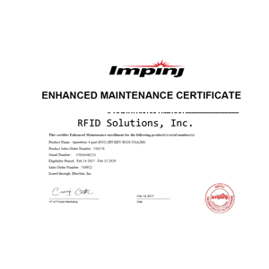 Impinj Enhanced RFID Maintenance Program