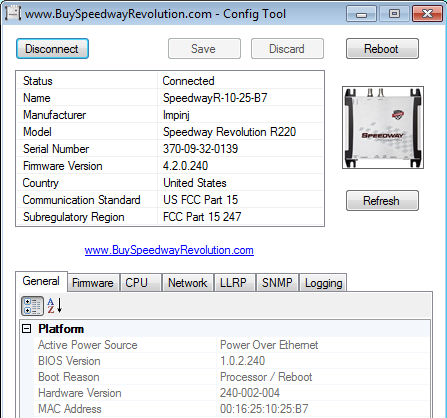 Impinj Speedway Revolution Configuration Tool